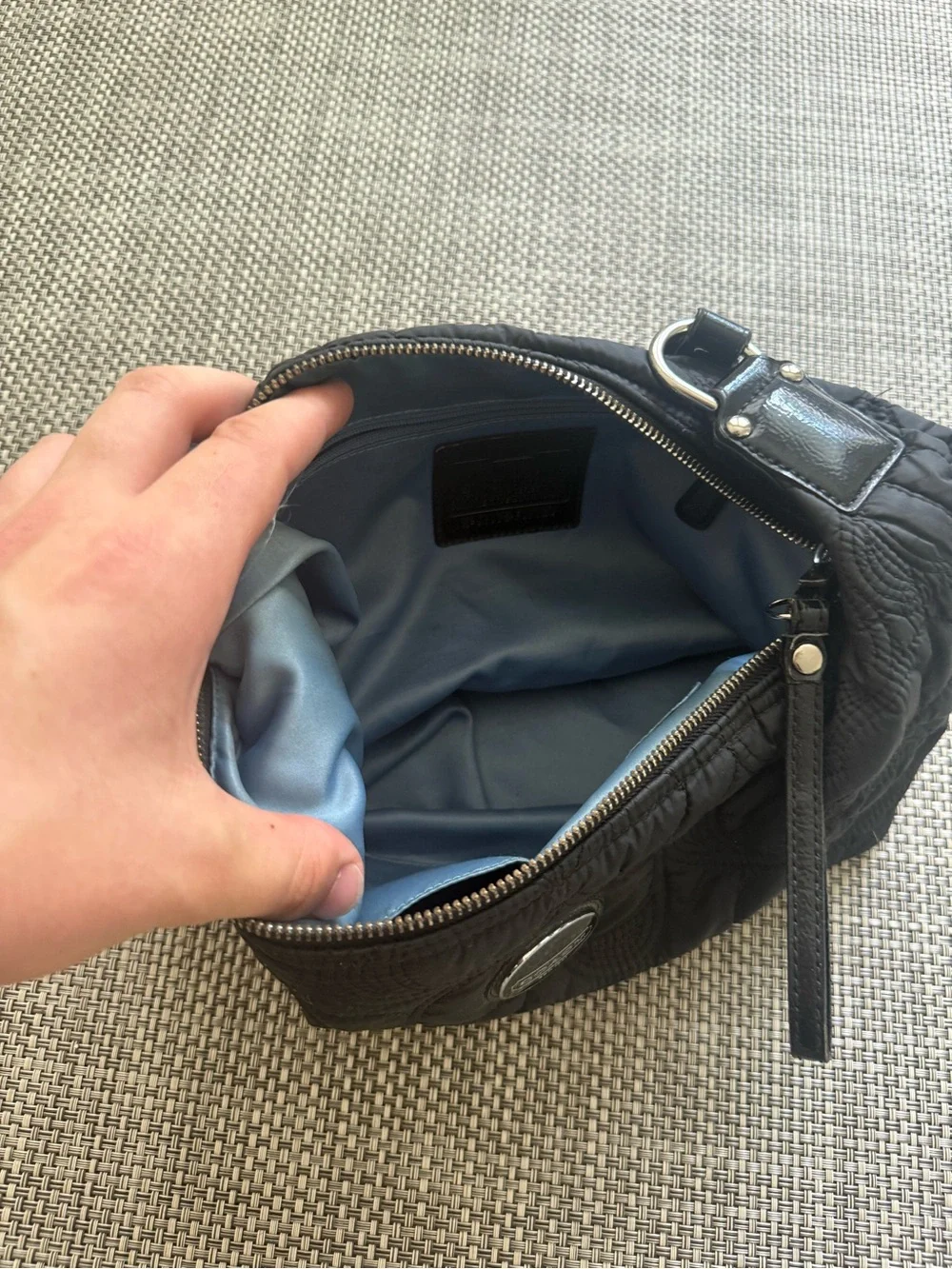 Coach Quilted Nylon Hobo Shoulder Bag - Black Used